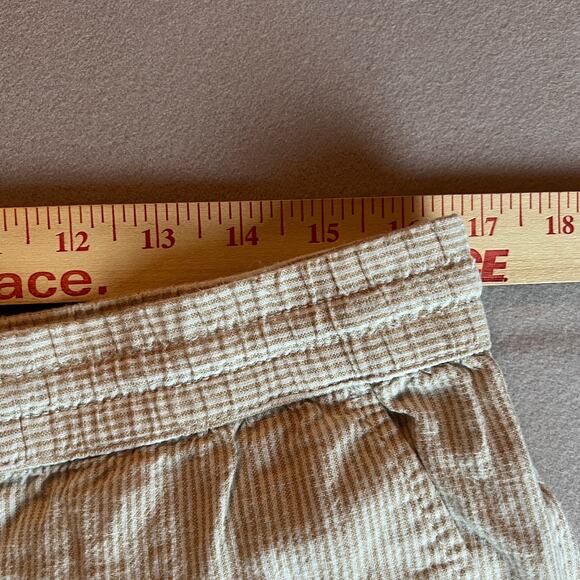 Preppy Classic Linen Cotton Beige Pinstriped Talbots Petite Heritage Pants 12P - Picture 5 of 11